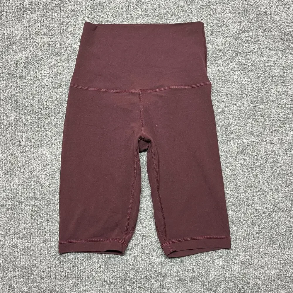 Lululemon Biker Shorts Womens 4 Red High Rise Knit 9 Inseam Yoga Gym Athletic